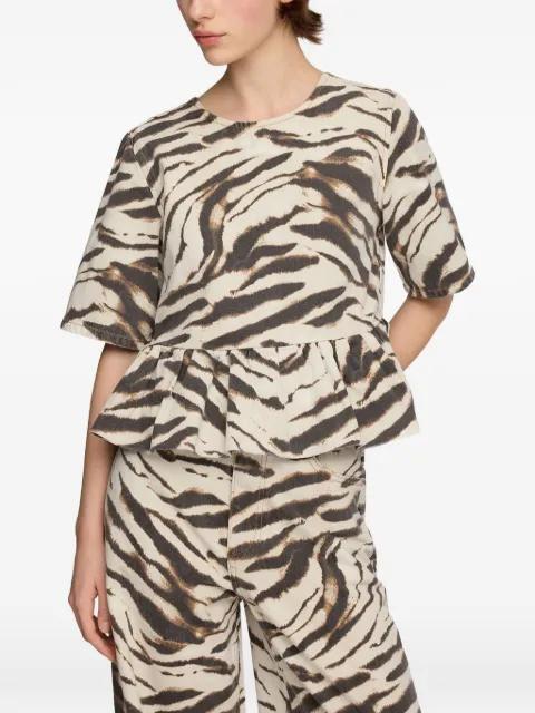 zebra-print peplum-hem blouse by GANNI
