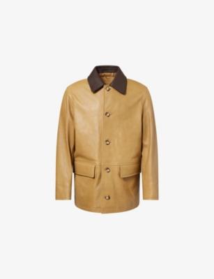 Decker Contrast-Collar Leather Jacket by GANT