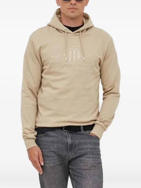 Tonal Shield embroidered-logo hoodie by GANT