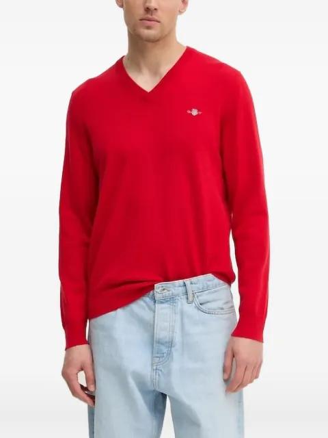 V-neck logo-embroidered sweater by GANT