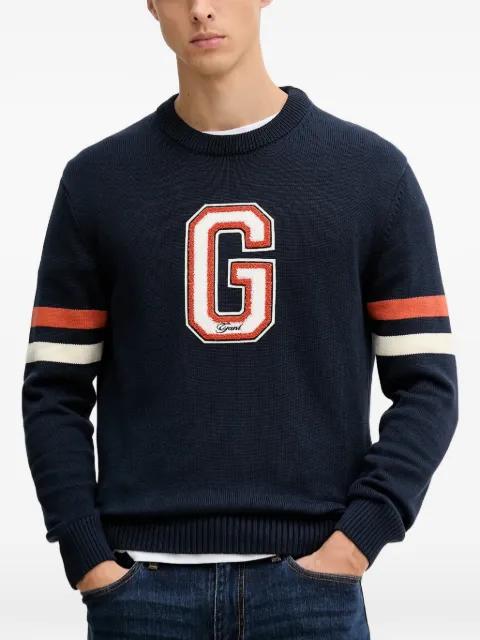 appliqué striped-sleeve sweater by GANT