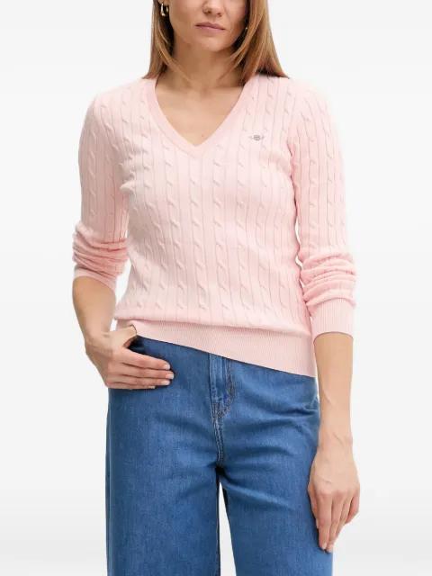cable-knit V-neck knitwear by GANT