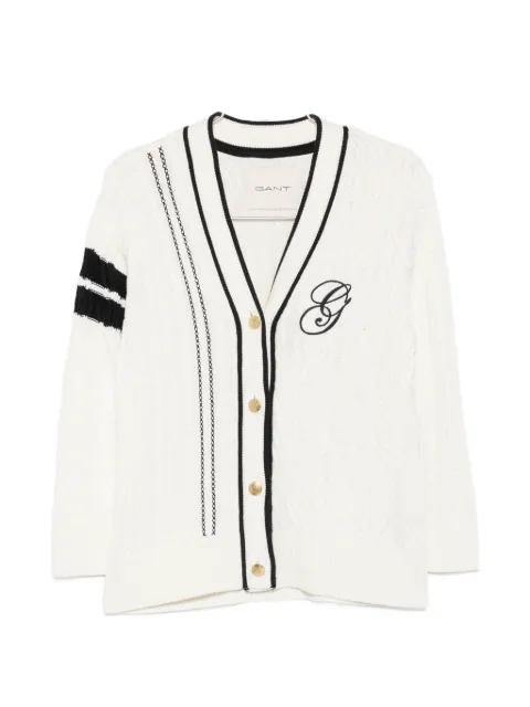cable-knit embroidered cardigan by GANT