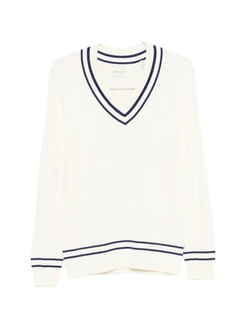 cable-knit striped-trim sweater by GANT