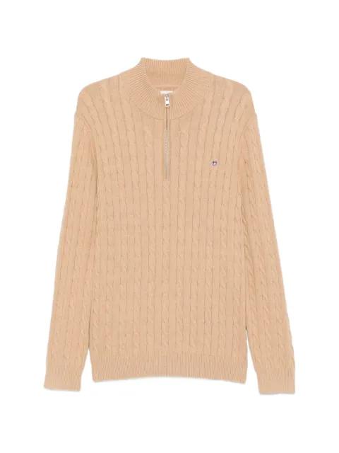 cable-knit zip sweater by GANT