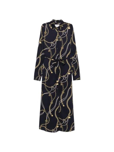 chain-print belted shirt midi  dress by GANT