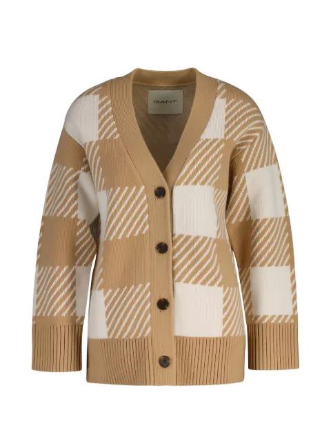 checked-pattern button-fastening cardigan by GANT