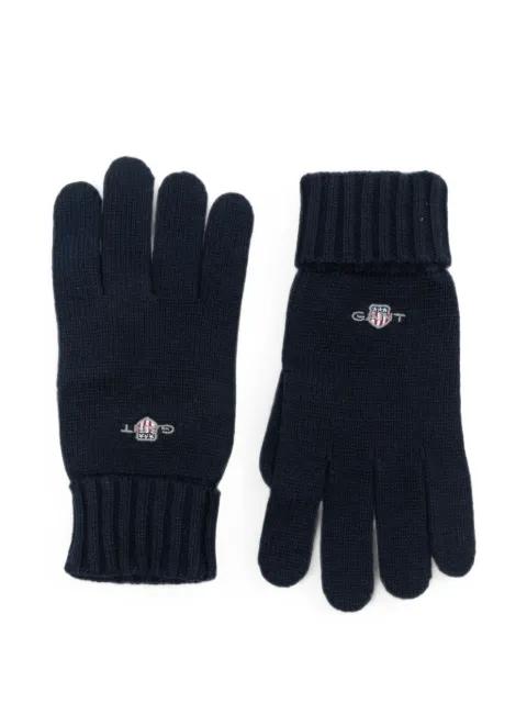 logo-embroidered ribbed-cuff gloves by GANT