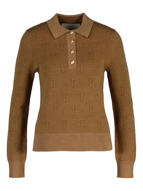 monogram-pattern knitted polo shirt by GANT