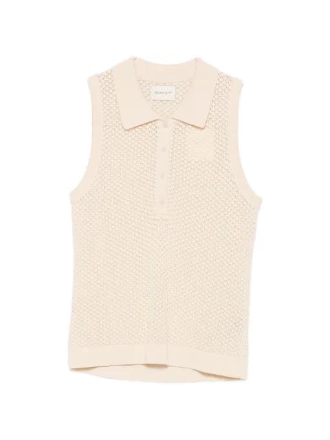 pointelle-knit sleeveless polo shirt by GANT