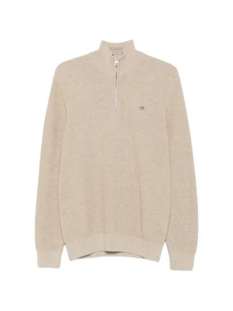 quarter-zip logo-embroidered sweater by GANT