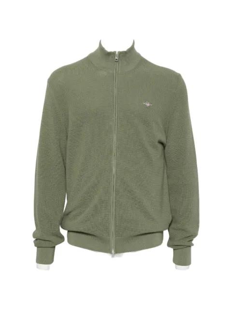 zip-up waffle-knit cardigan by GANT