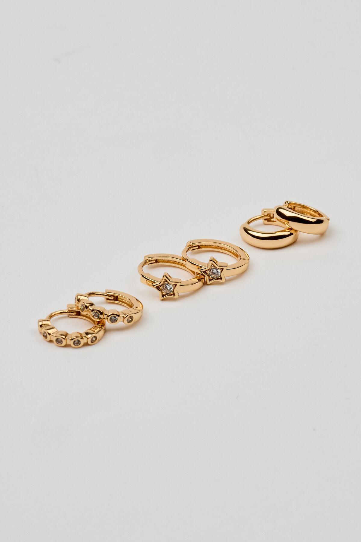 3 Pack Mini Stars & Gem Hoop Earrings by GARAGE