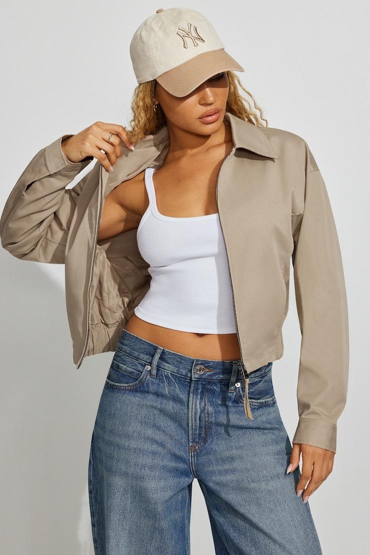 Crop Twill Bomber Jacket by GARAGE