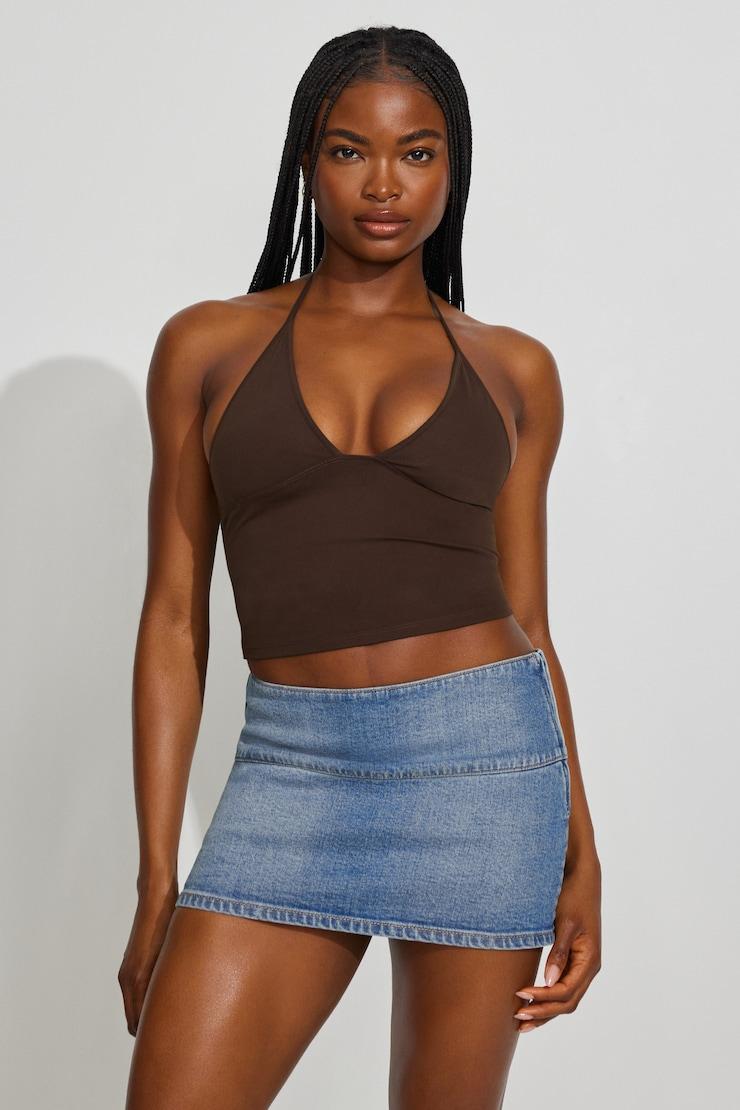 Low Rise Bodycon Denim Skort by GARAGE