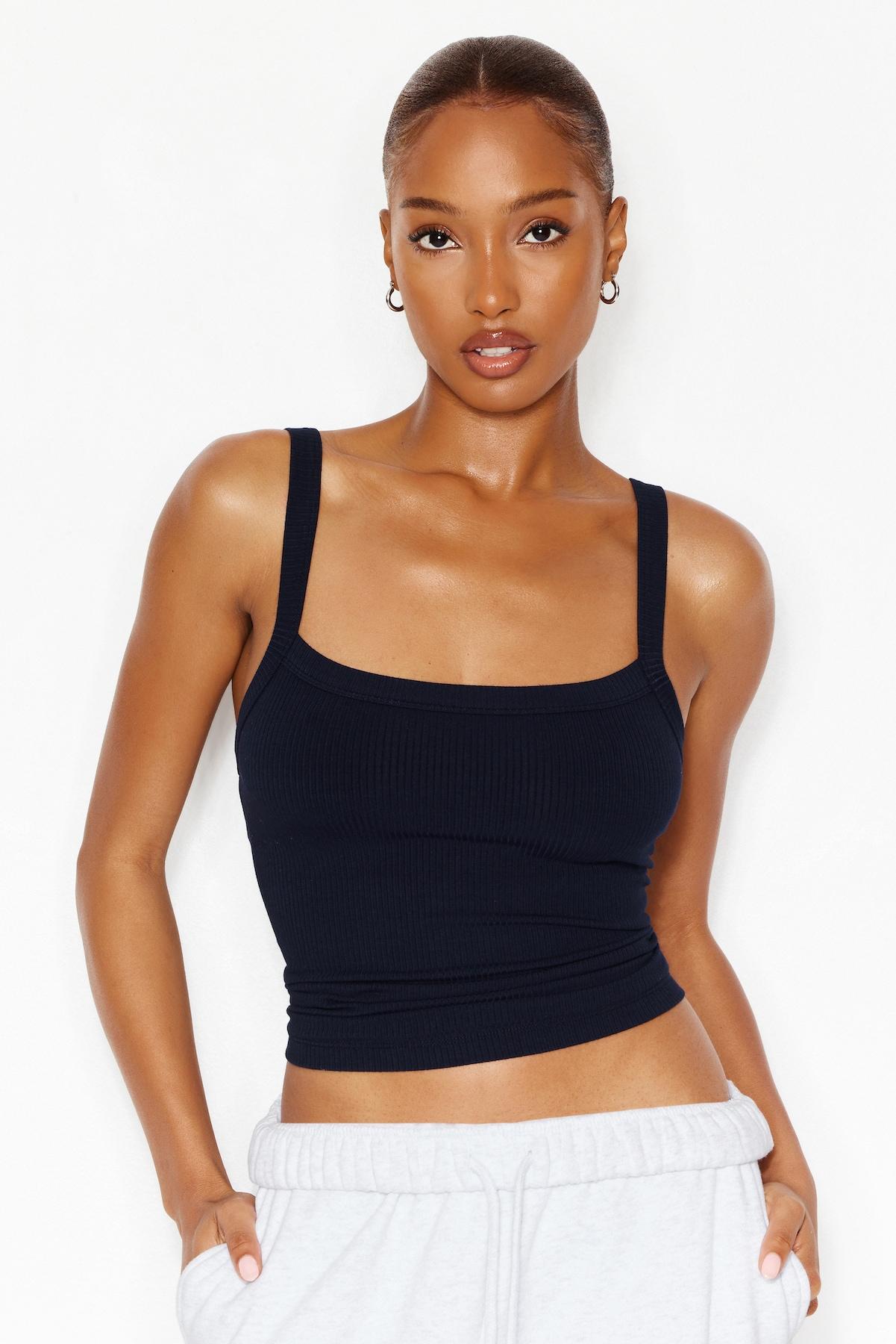 Open Neck Ribbed Cami Top by GARAGE