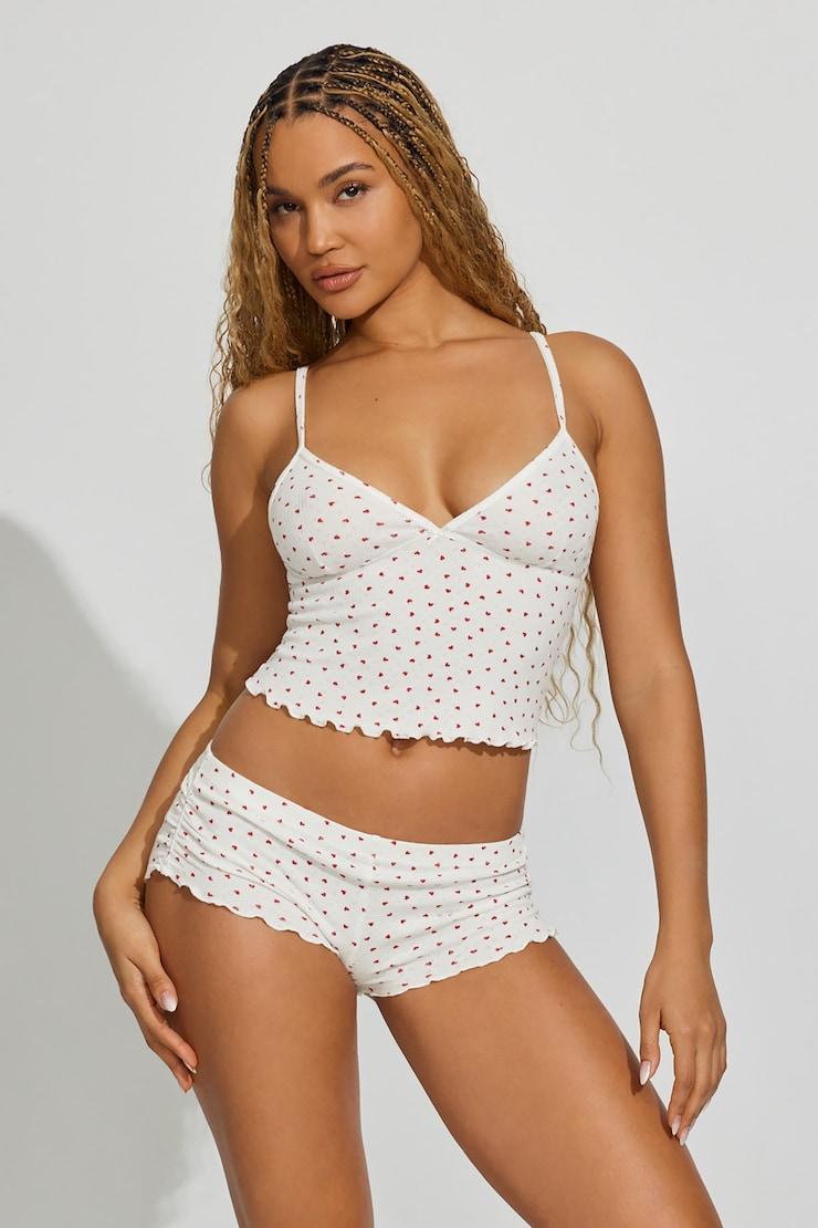 Pointelle Ruched Tiny Shorts by GARAGE