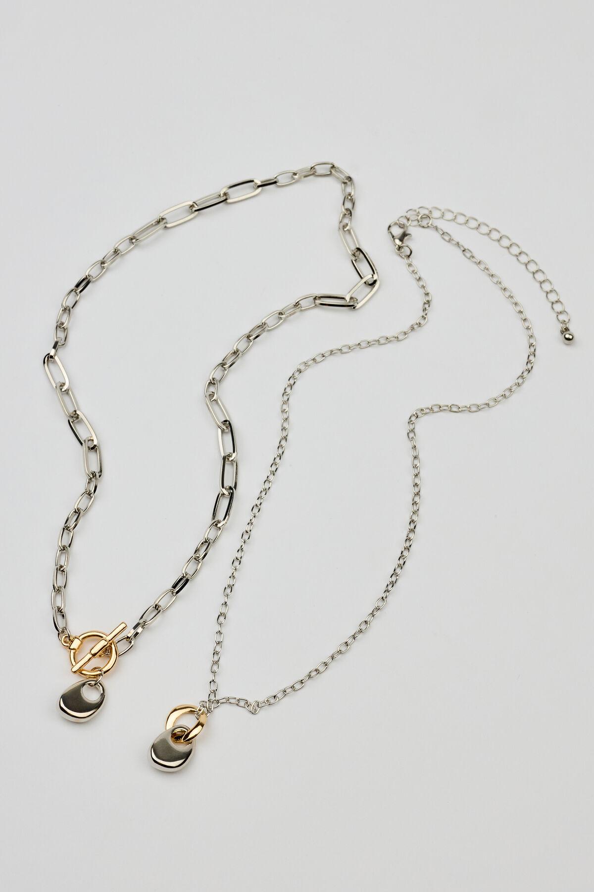 Set of 2 Mini Hammered Oval Necklaces by GARAGE