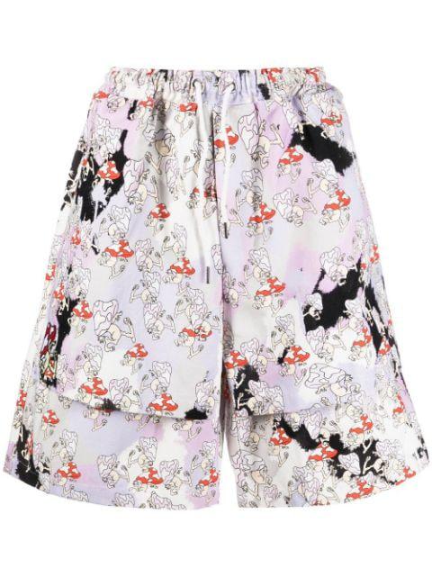 graphic-print track shorts by GARBAGE TV