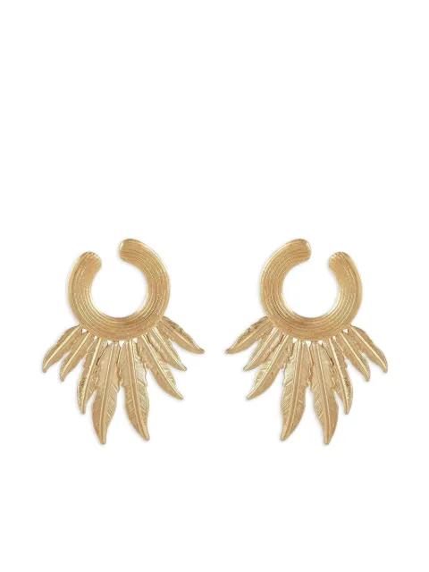 Caracara feather-detail hoop earrings by GAS BIJOUX