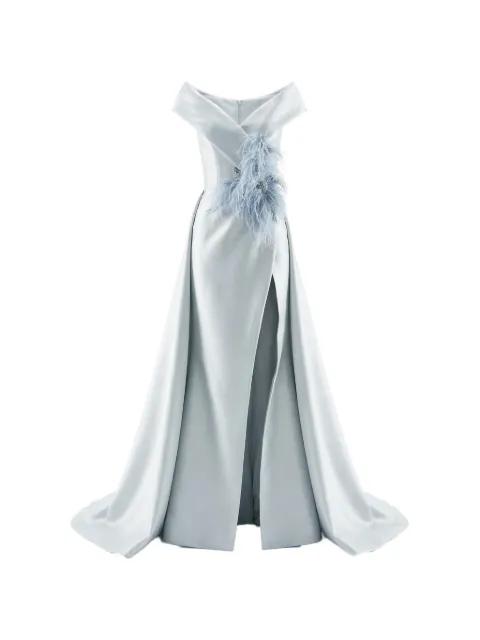feather-embellished gown dress by GATTINOLLI BY MARWAN