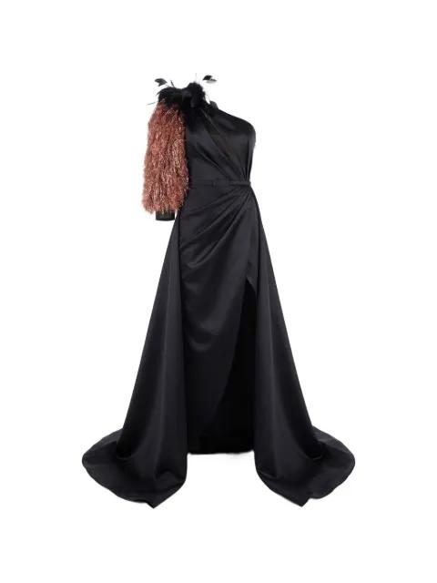 feather-embellished gown dress by GATTINOLLI BY MARWAN
