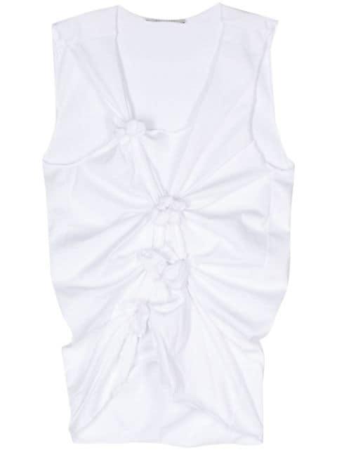 gathered-detail cotton tank top by GAUCHERE