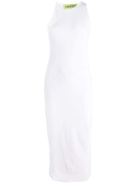Altea asymmetric ribbed-knit midi dress by GAUGE81