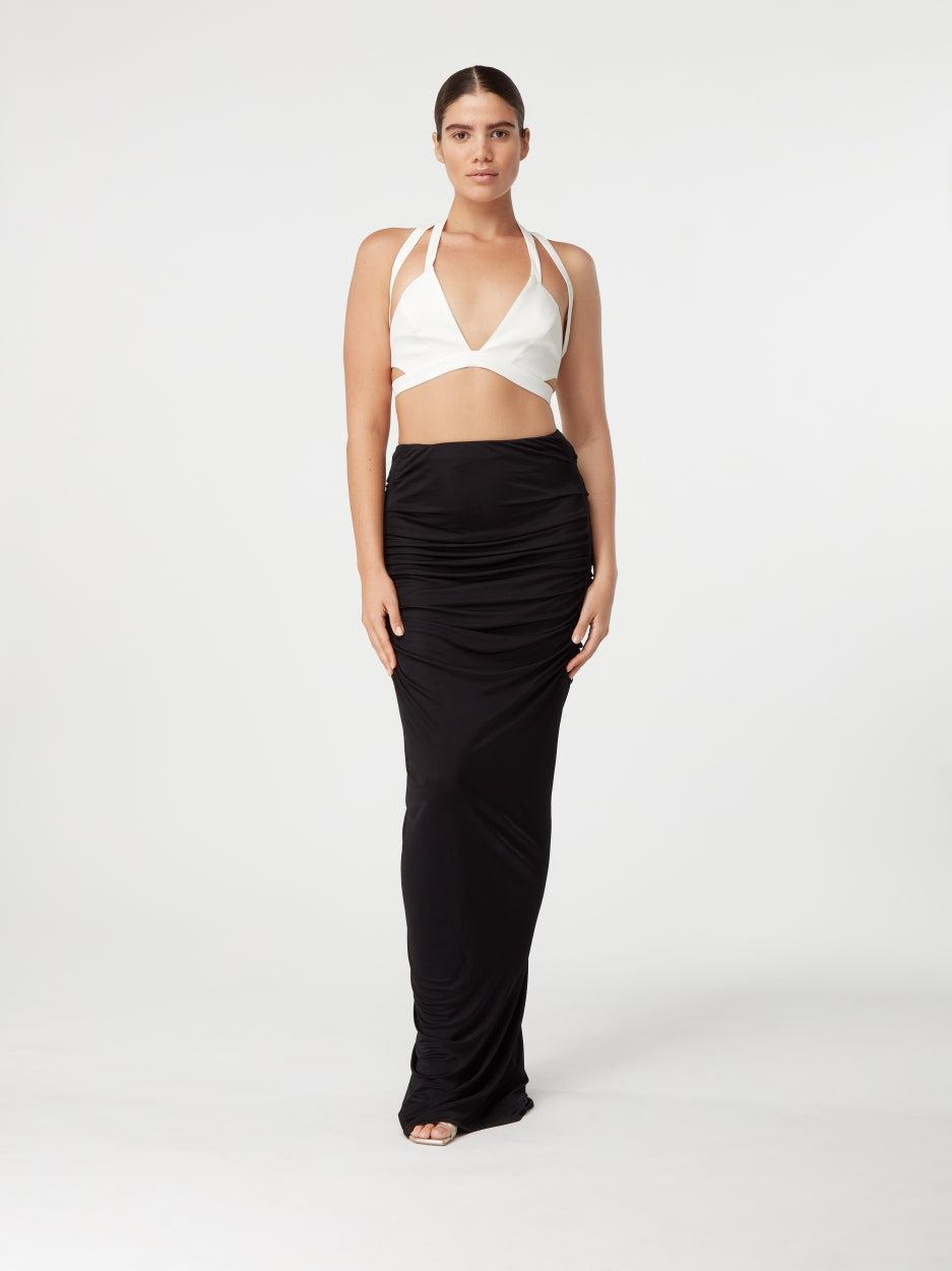 Belem Black – Draped Jersey Maxi Skirt | GAUGE81 by GAUGE81
