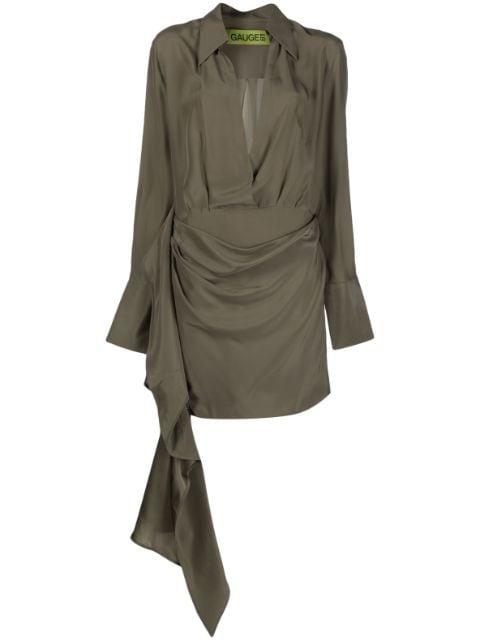 Gravia long-sleeve silk minidress by GAUGE81