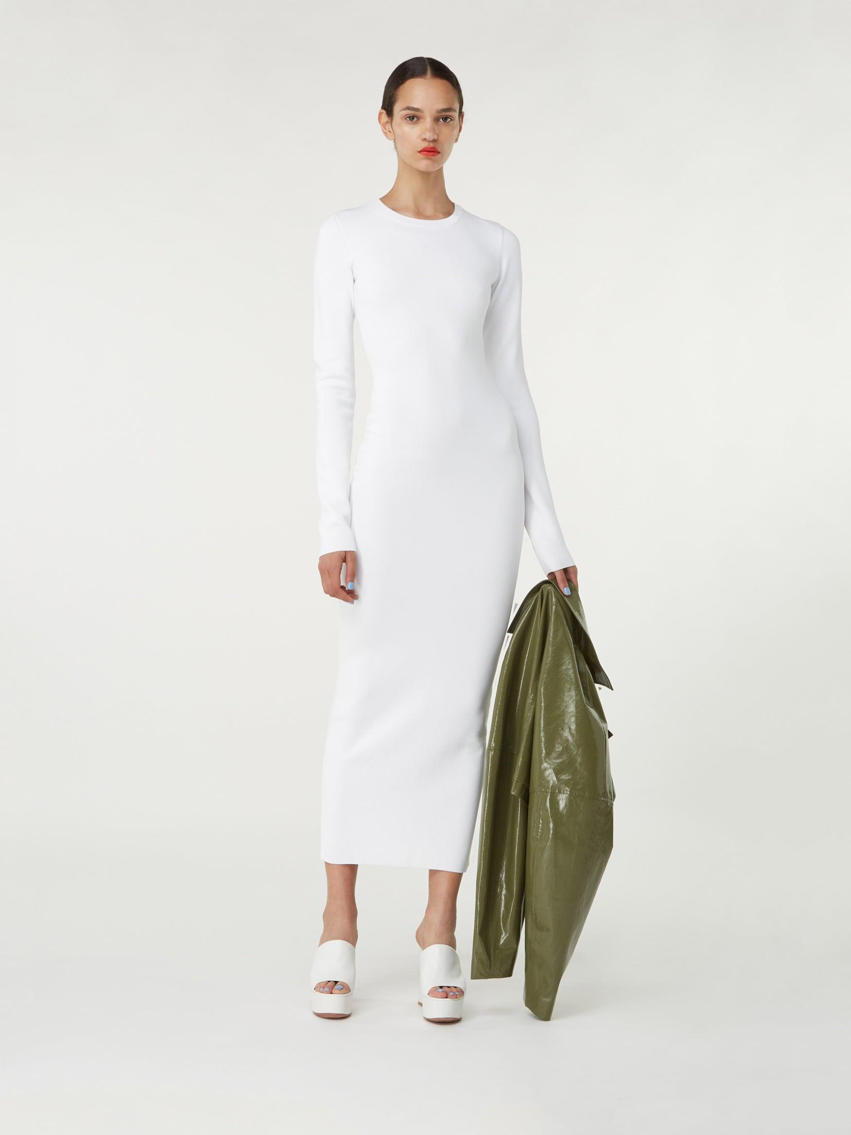 Huela White – Rayon Blend Fitted Long Dress | GAUGE81 by GAUGE81