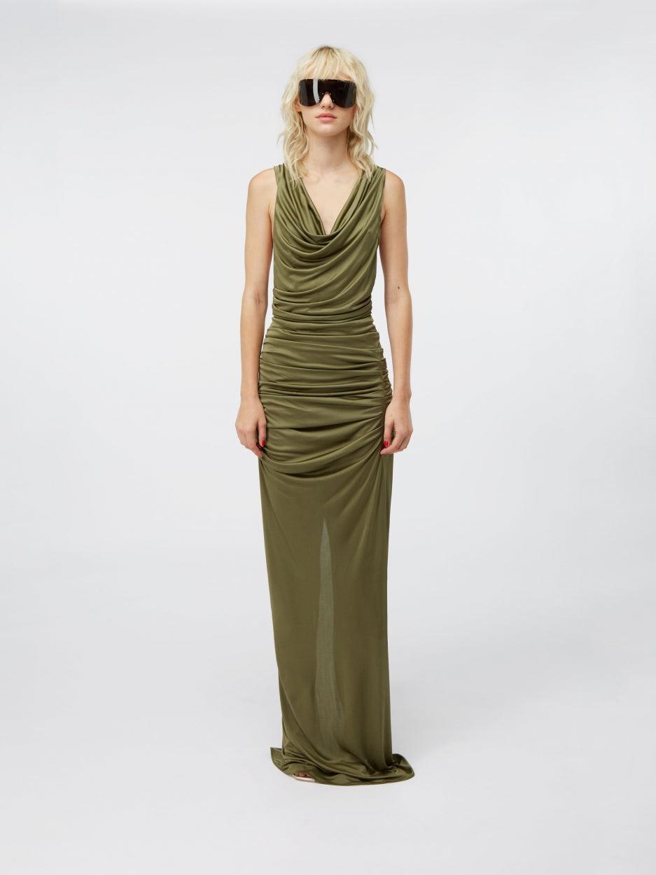 Ina Long Cumin – Draped Jersey Maxi Dress | GAUGE81 by GAUGE81