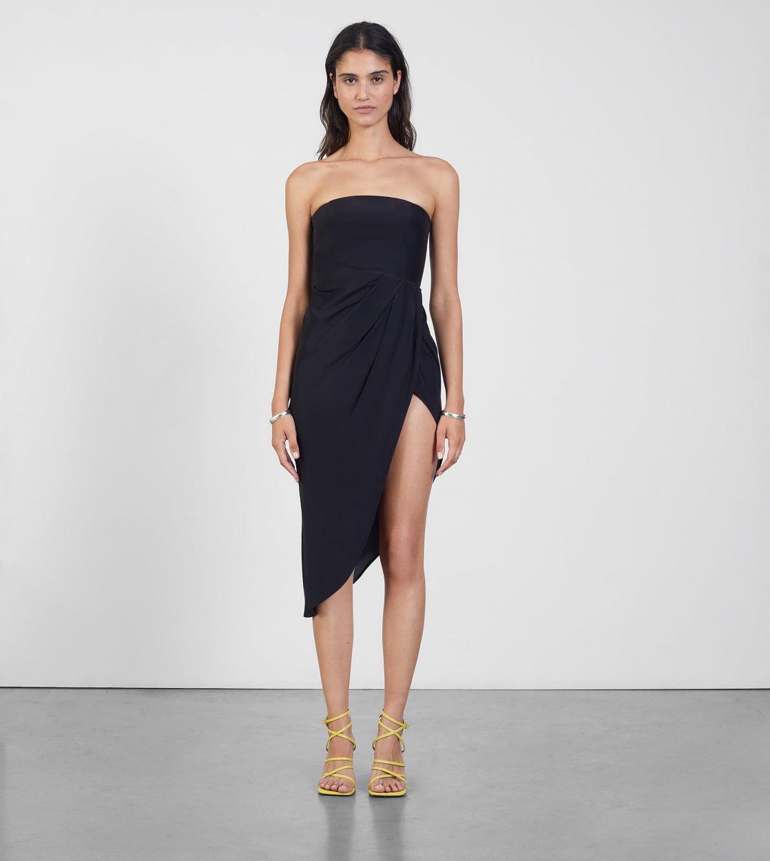 Lica Black – Strapless Silk Midi Dress | GAUGE81 by GAUGE81