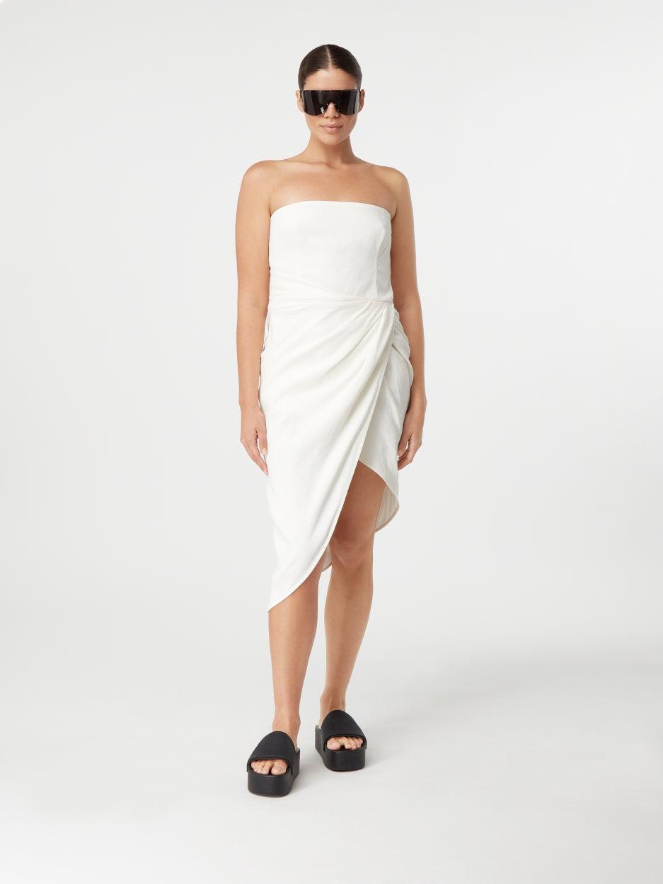 Lica Midi Linen Ivory – Strapless Linen Midi Dress | GAUGE81 by GAUGE81