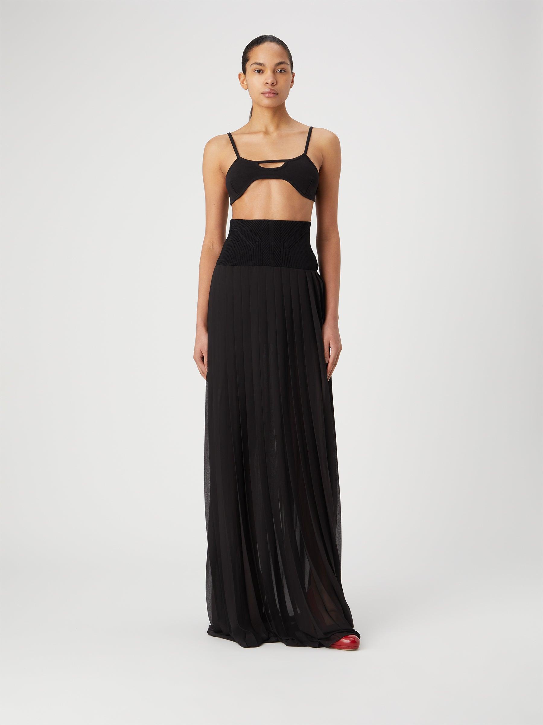 Loja Black – Knit Ribbed Waist Pleated Skirt | GAUGE81 by GAUGE81