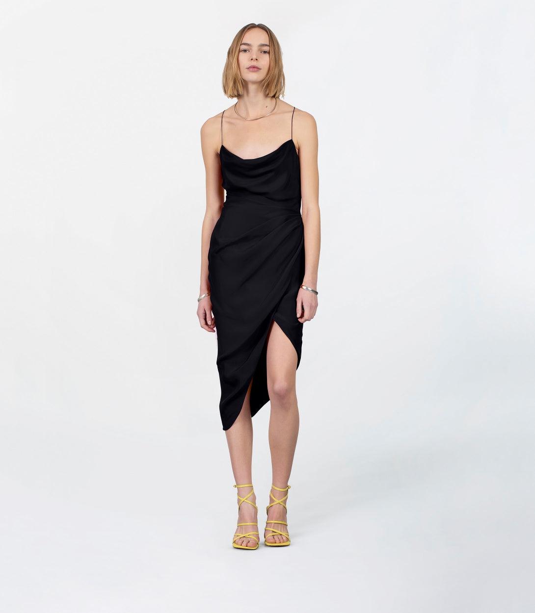 Shiroi Midi Black – Silk Midi Dress | GAUGE81 by GAUGE81