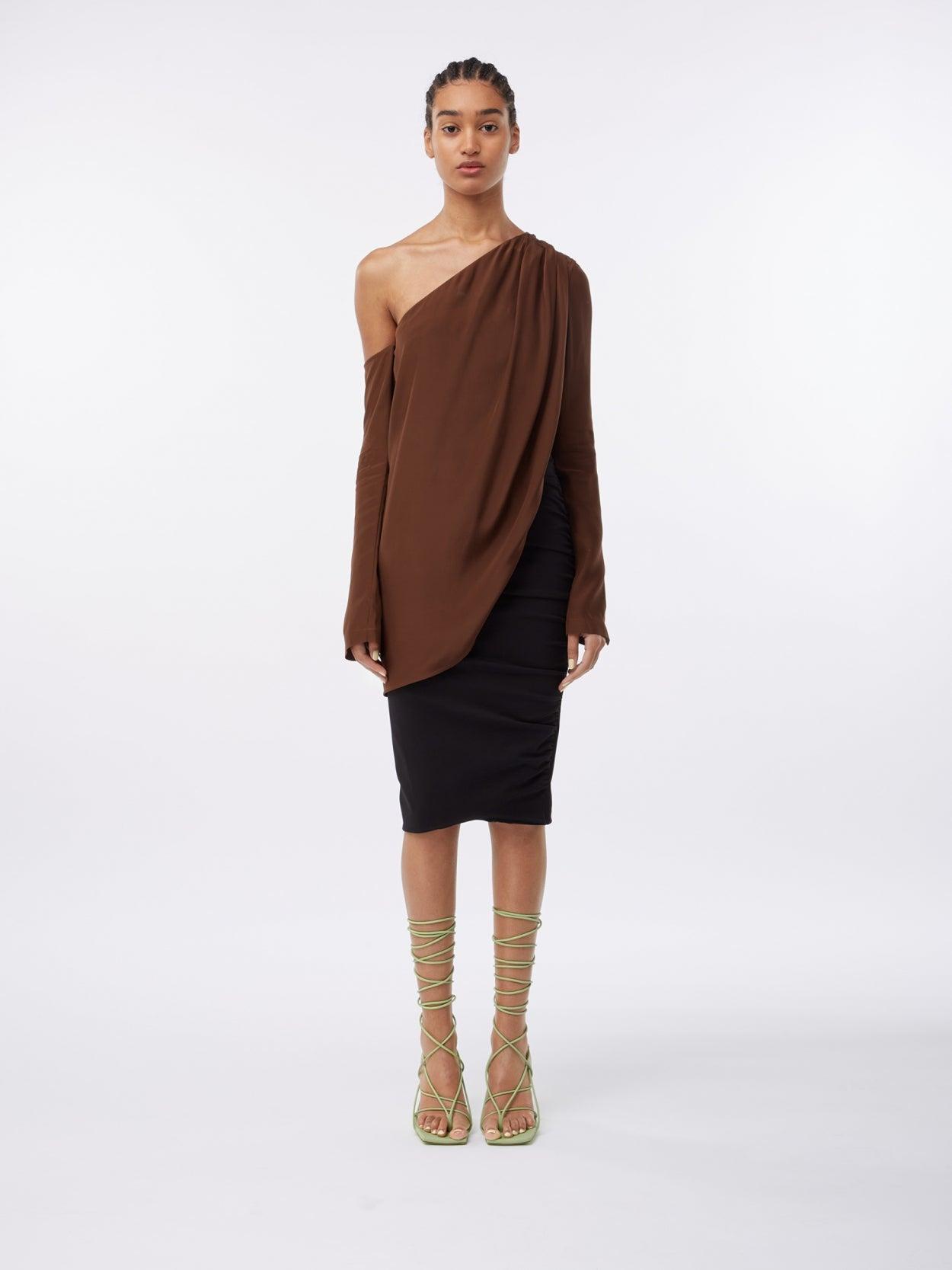 Toho Chocolate – Silk Long Sleeve Top | GAUGE81 by GAUGE81