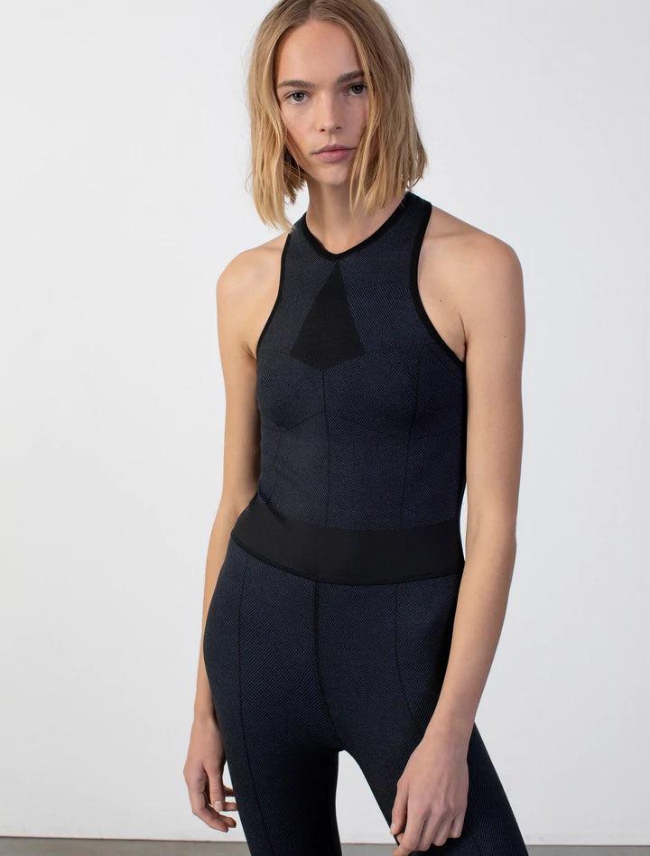 Victoria Black Cornflower – Herringbone Knit Jumpsuit | GAUGE81 by GAUGE81