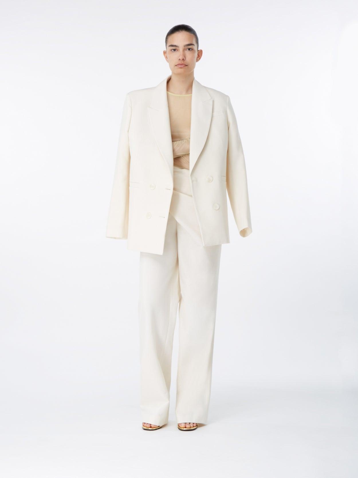 Vidal Ecru – Viscose Blend Double-Breasted Blazer | GAUGE81 by GAUGE81
