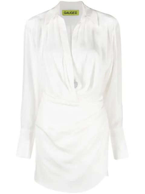 silk open-neck shirt dress by GAUGE81