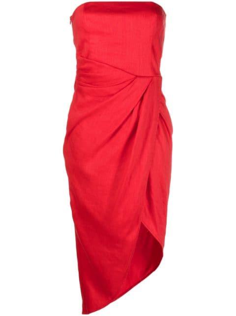 strapless asymmetric midi dress by GAUGE81
