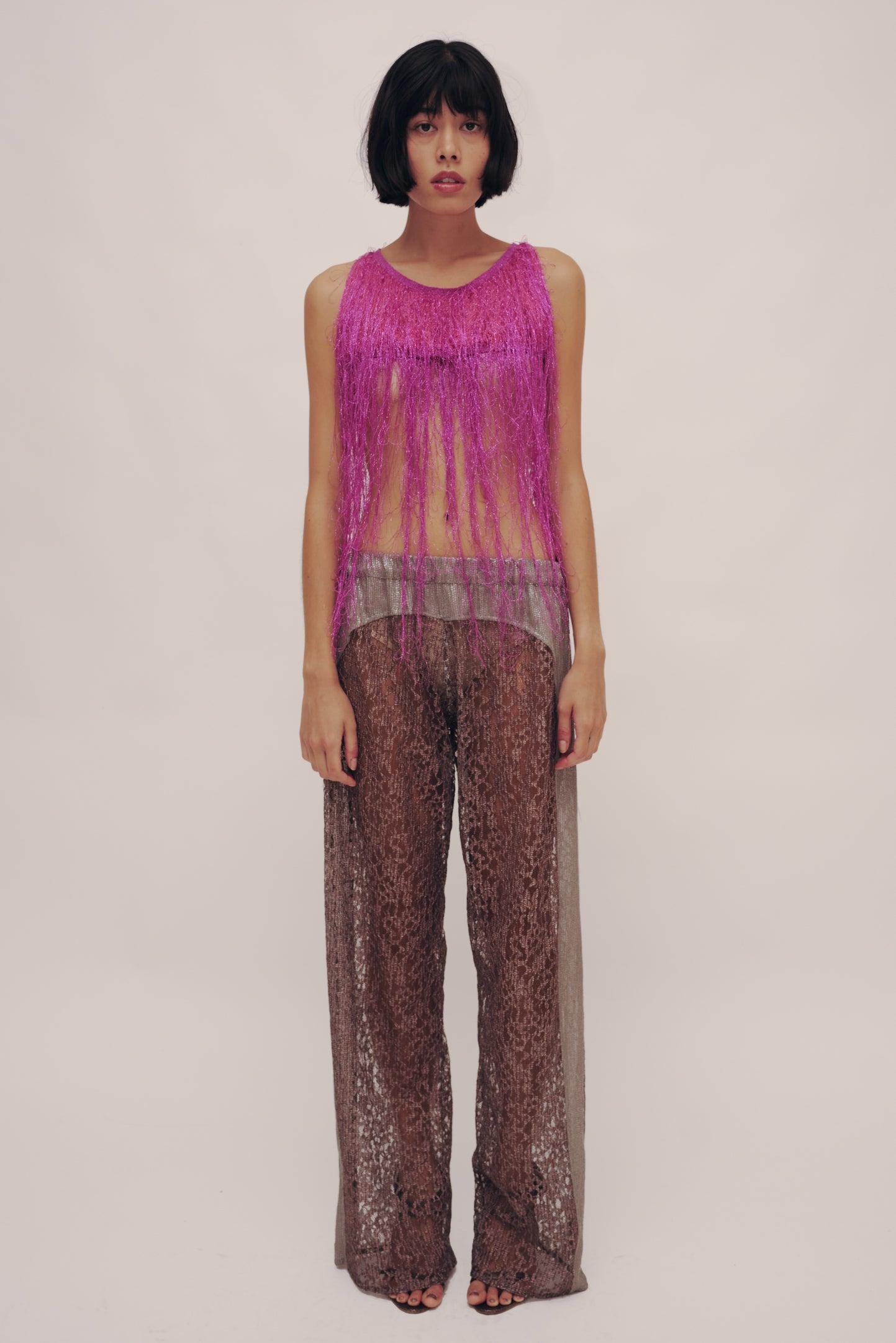 Lace & Sequin Panel Pants by GAUNTLETT CHENG