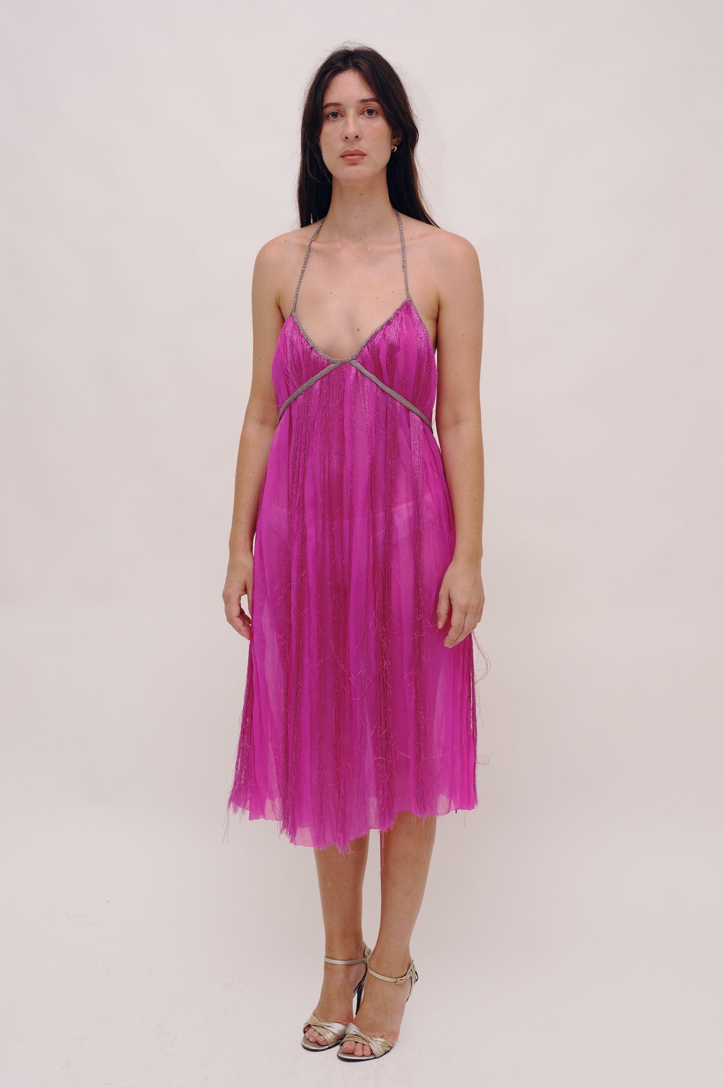 Pink Fringe Dress by GAUNTLETT CHENG