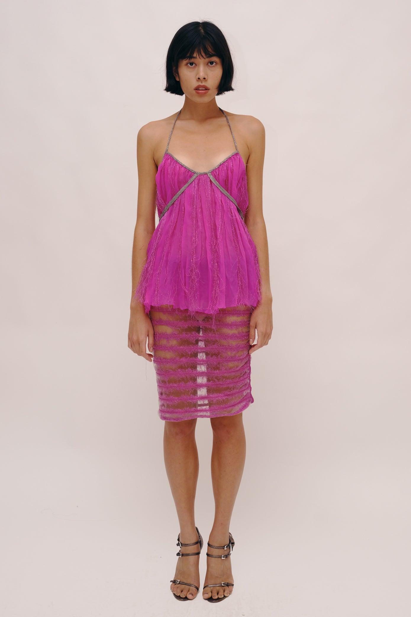 Pink Fringe Tank by GAUNTLETT CHENG