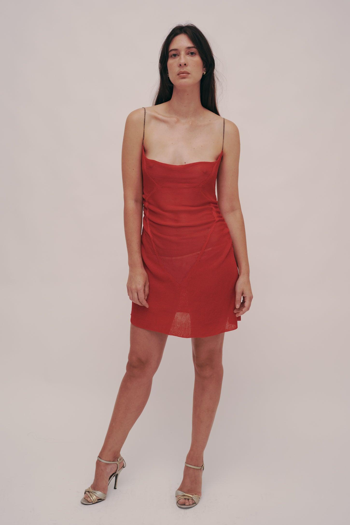 Red Slinky Dress by GAUNTLETT CHENG