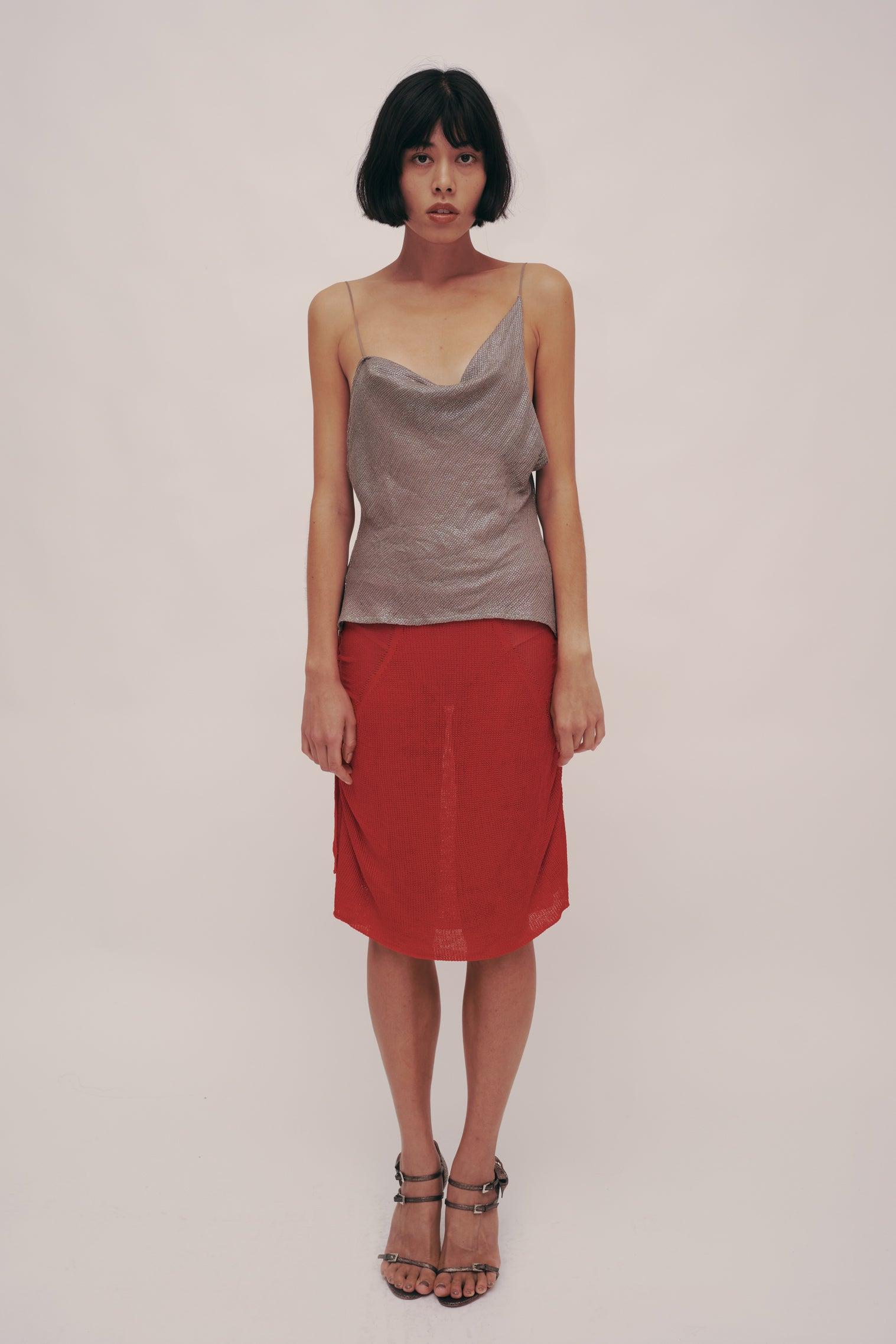 Red Slinky Skirt by GAUNTLETT CHENG