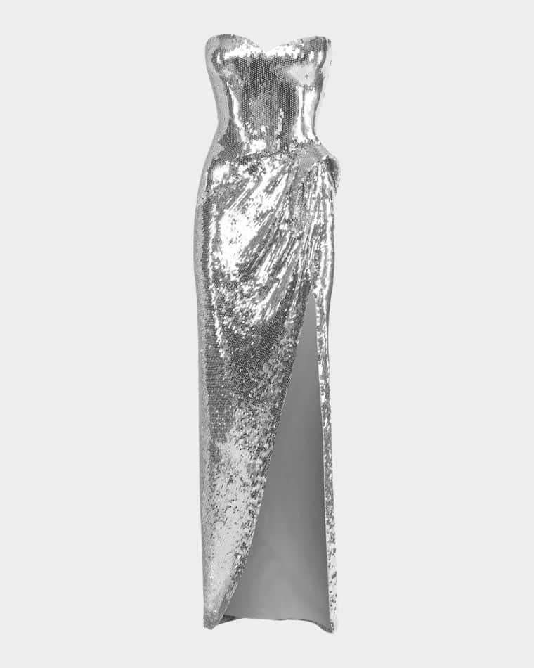 Celeste Strapless Sequined Sculptural Gown by GAURAV GUPTA