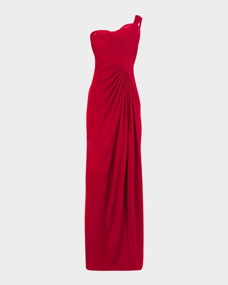 Erytheia Sculpted One-Shoulder Column Gown by GAURAV GUPTA