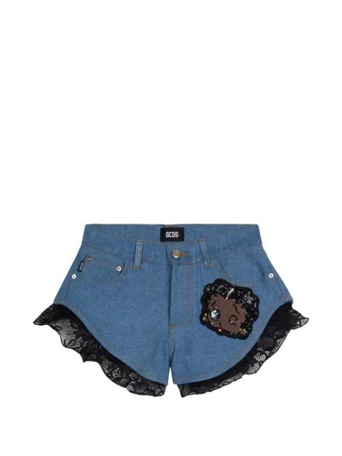 Betty Boop denim shorts by GCDS