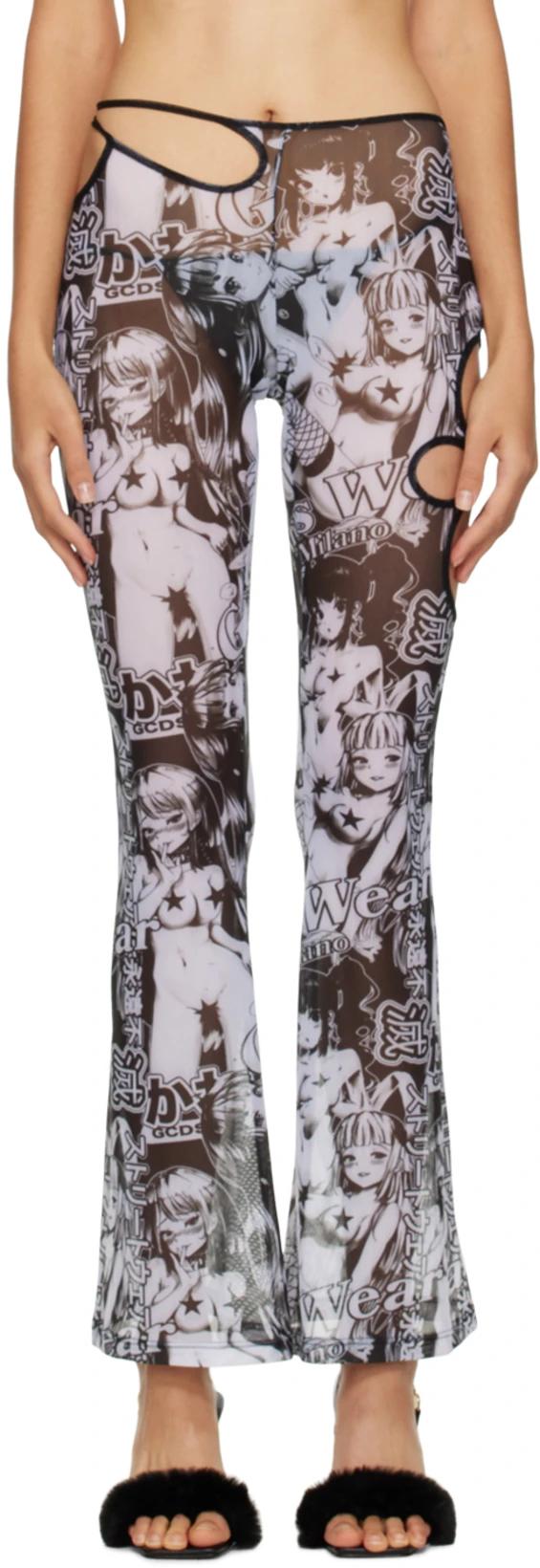 Black & White Sita Hentai Trousers by GCDS